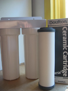 Doulton Sterasyl ceramic cartridge for bacteria reduction. 